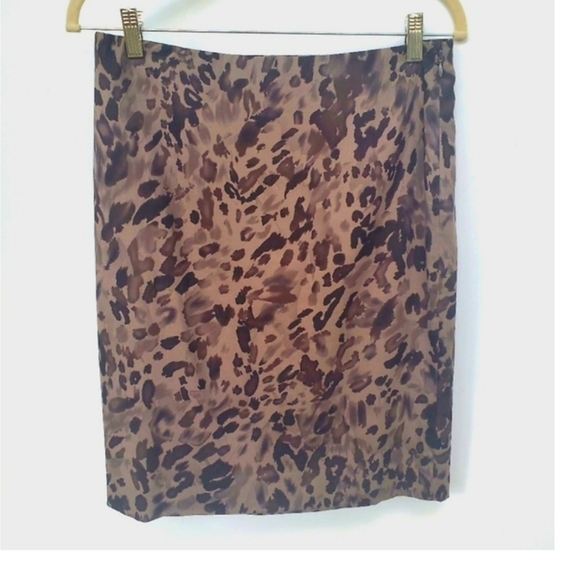 Silk Skirt Leopard Print Pencil Career Lightweight - Picture 2 of 10